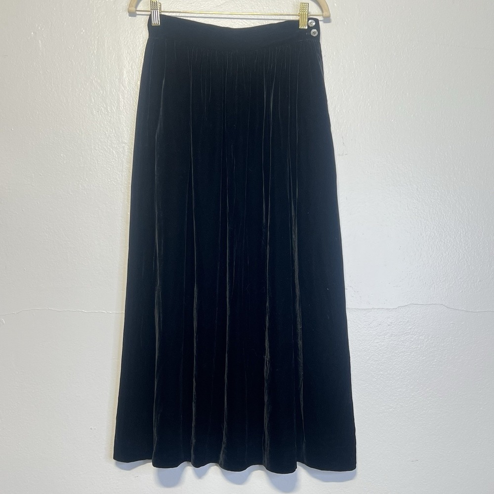 Vtg UNION Evan Picone‎ Black Velvet Silk Blend Skirt 6 whimsygoth Witchy Vampire